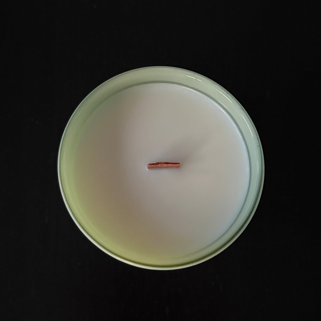 Mist & Meadows Candle - soy coconut wax, wood wick candle, made in Canada, sage green