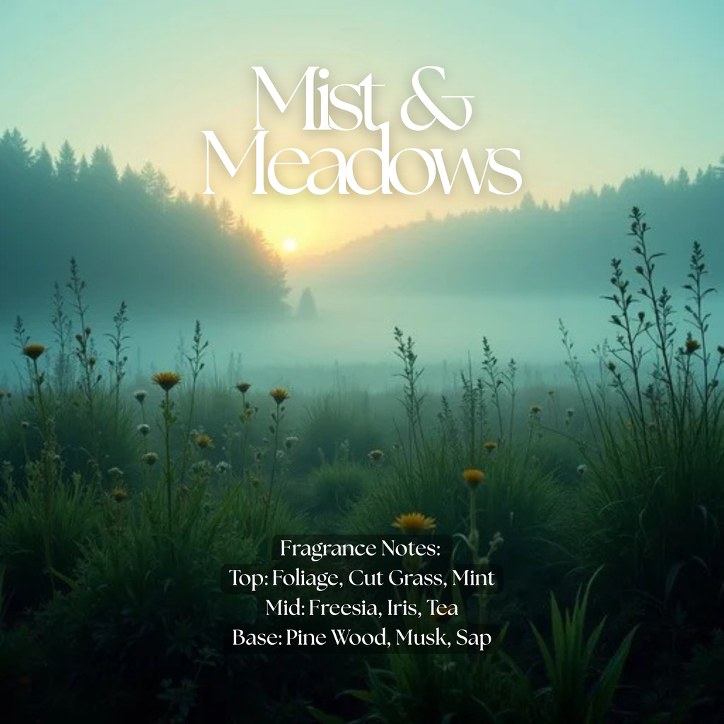 Mist & Meadows Candle - soy coconut wax, wood wick candle, made in Canada, sage green