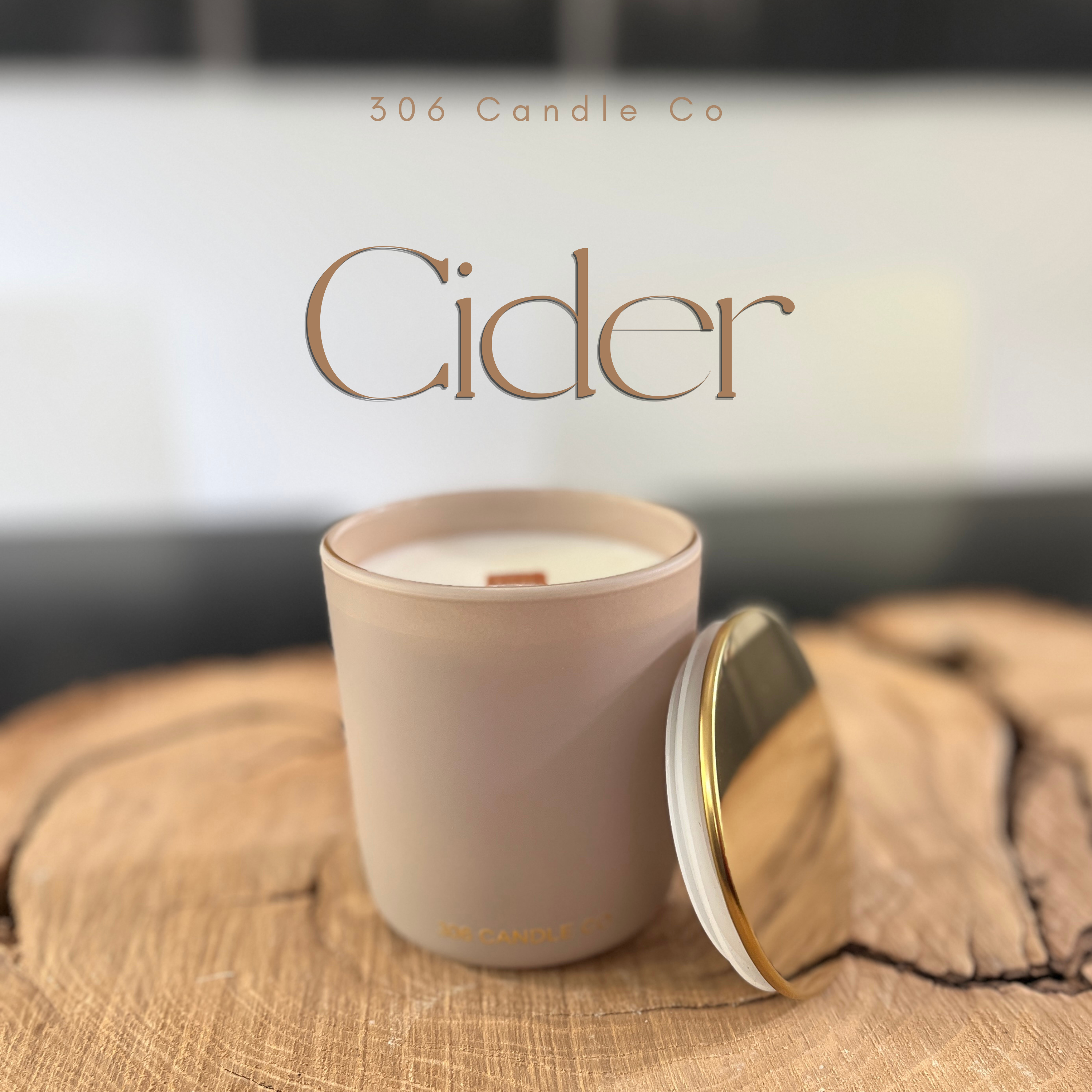 Cider Candle - soy coconut wax, wood wick candle, made in Canada, white, brown, or black