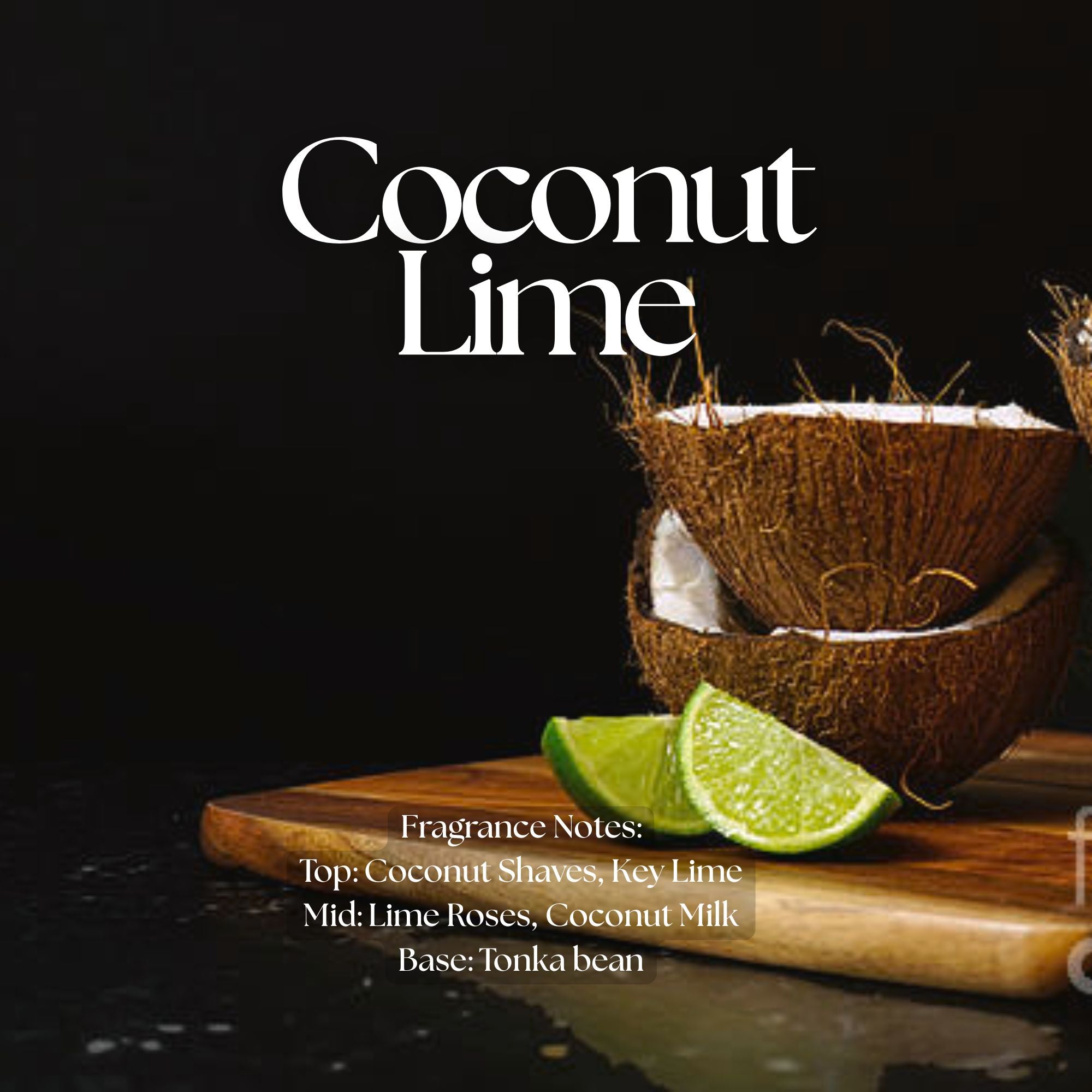 Coconut Lime Candle - soy coconut wax, wood wick candle, made in Canada, white, brown, or black