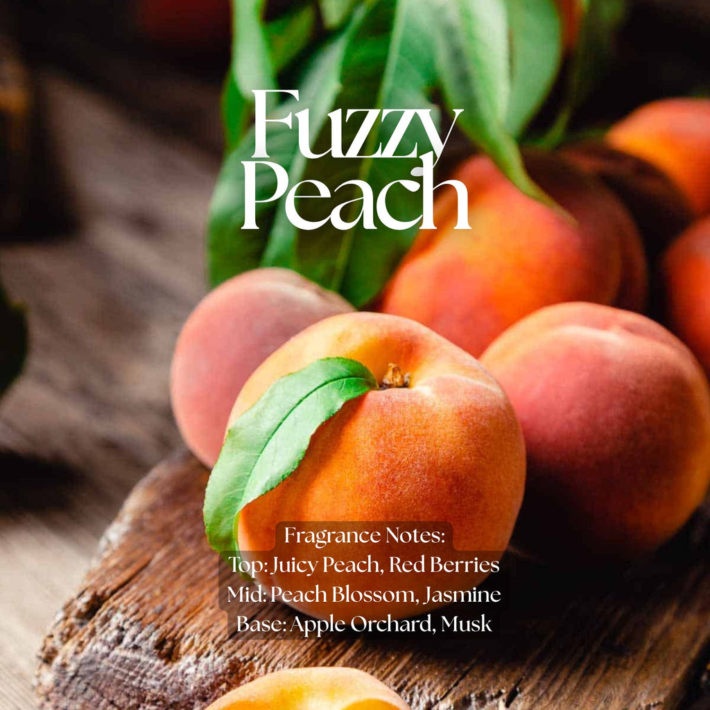 Fuzzy Peach Wax Melts - coconut soy wax, clean burning, peach, berries, jasmine, candy, and musk scents, made in Canada