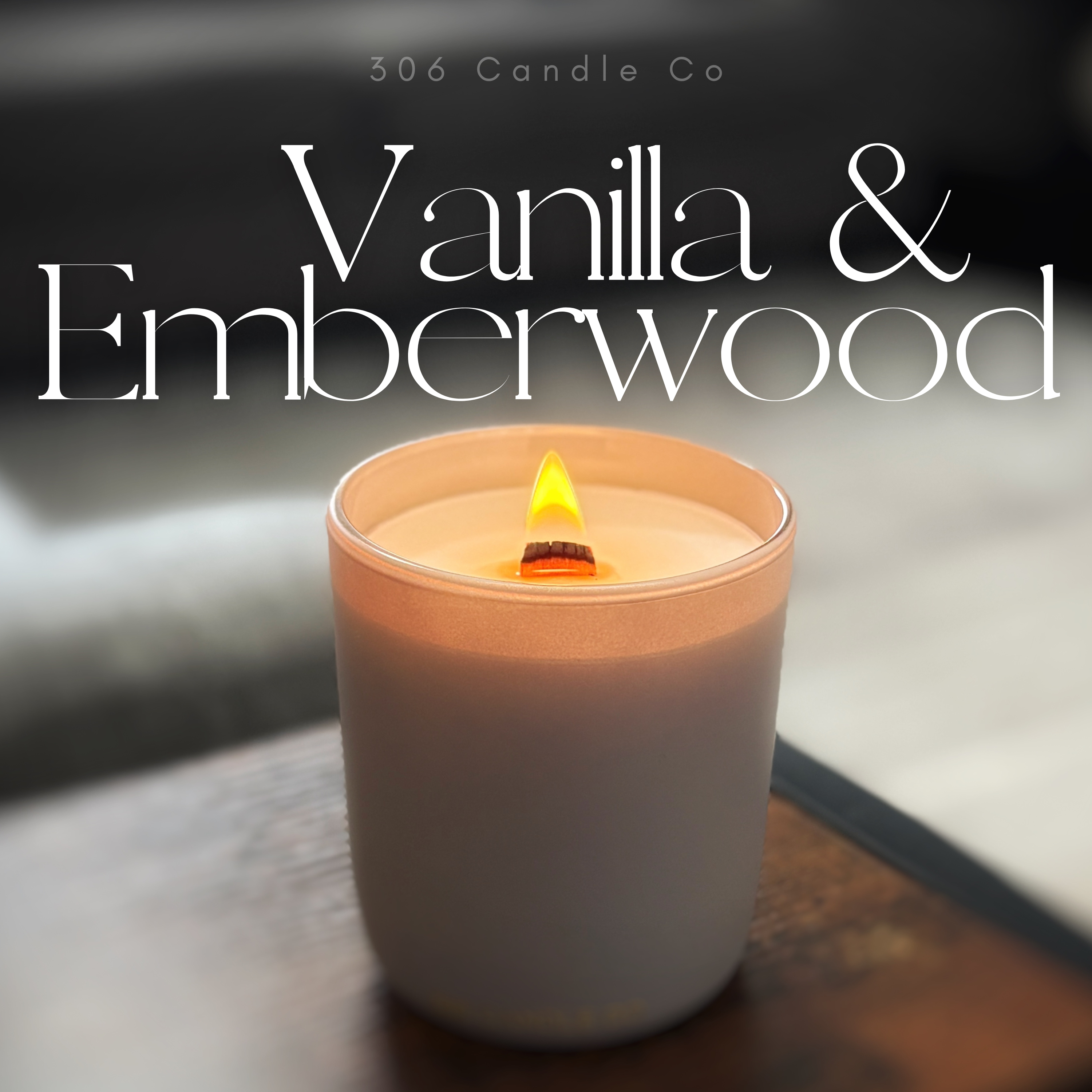 Vanilla & Emberwood - soy coconut wax, wood wick candle, made in Canada, white, brown, or black
