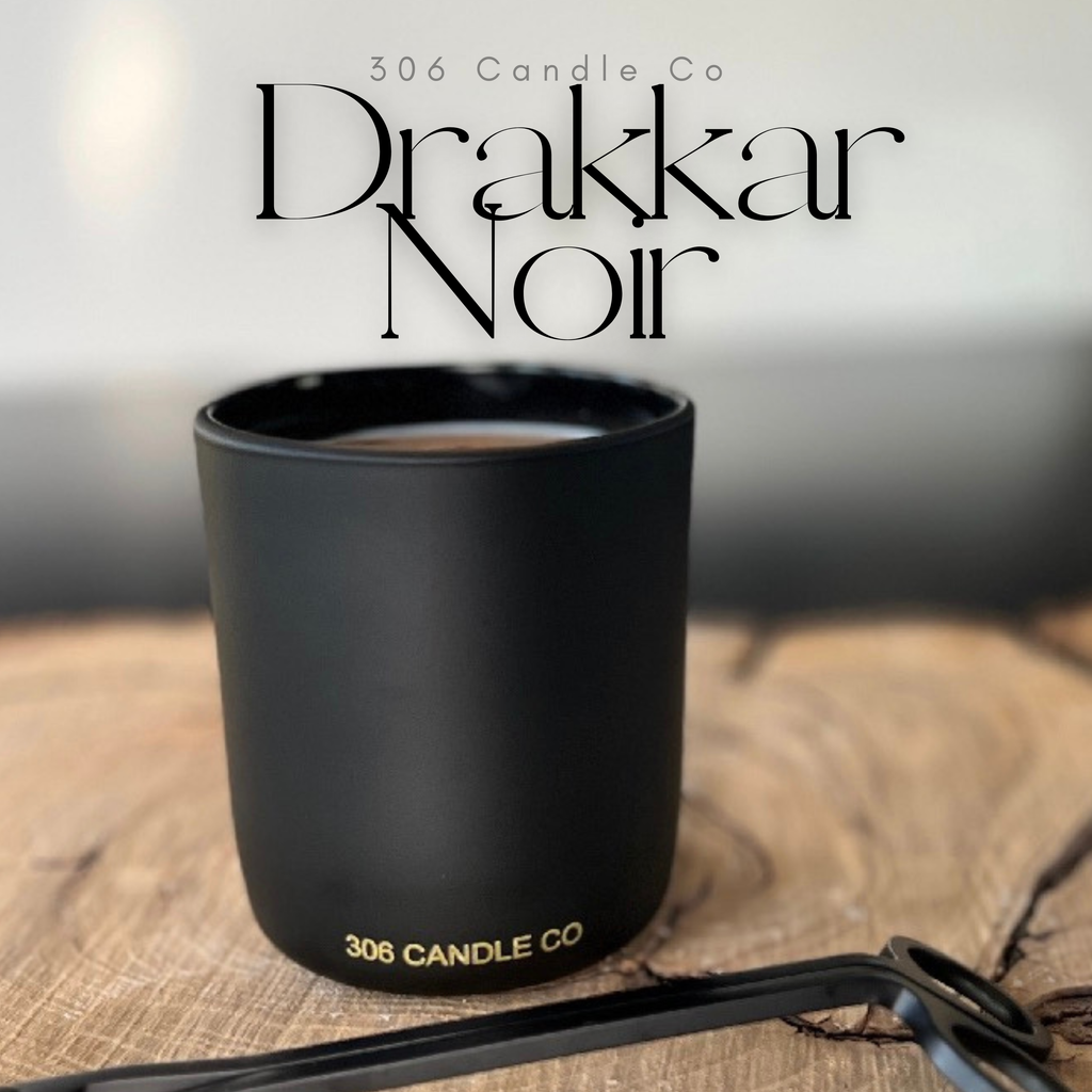 Drakkar Noir Candle - soy coconut wax, wood wick candle, made in Canada, black