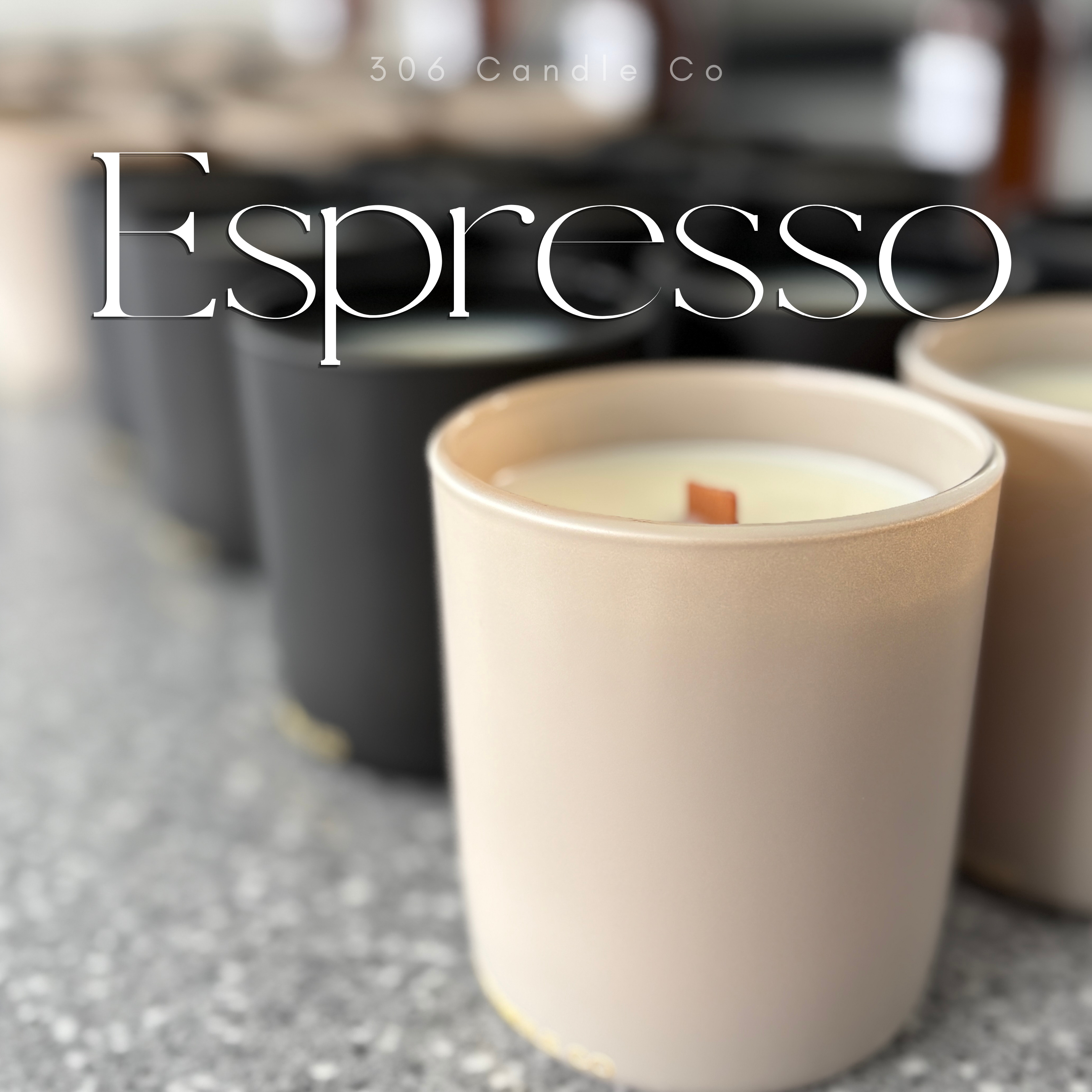 Espresso Candle - soy coconut wax, wood wick candle, made in Canada, white, brown, or black
