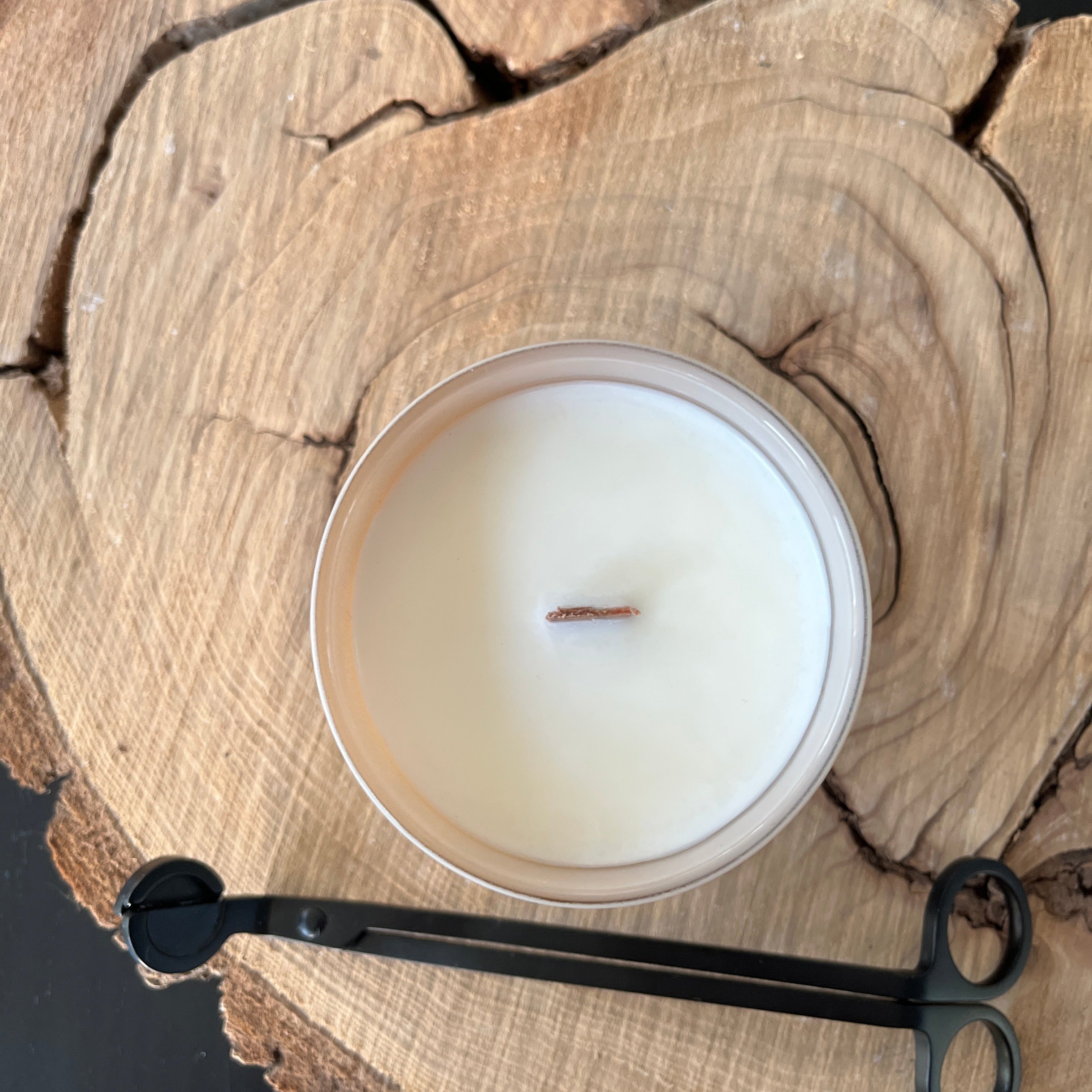 Baby Apricot Candle - soy coconut wax, wood wick candle, made in Canada, white, brown, or black