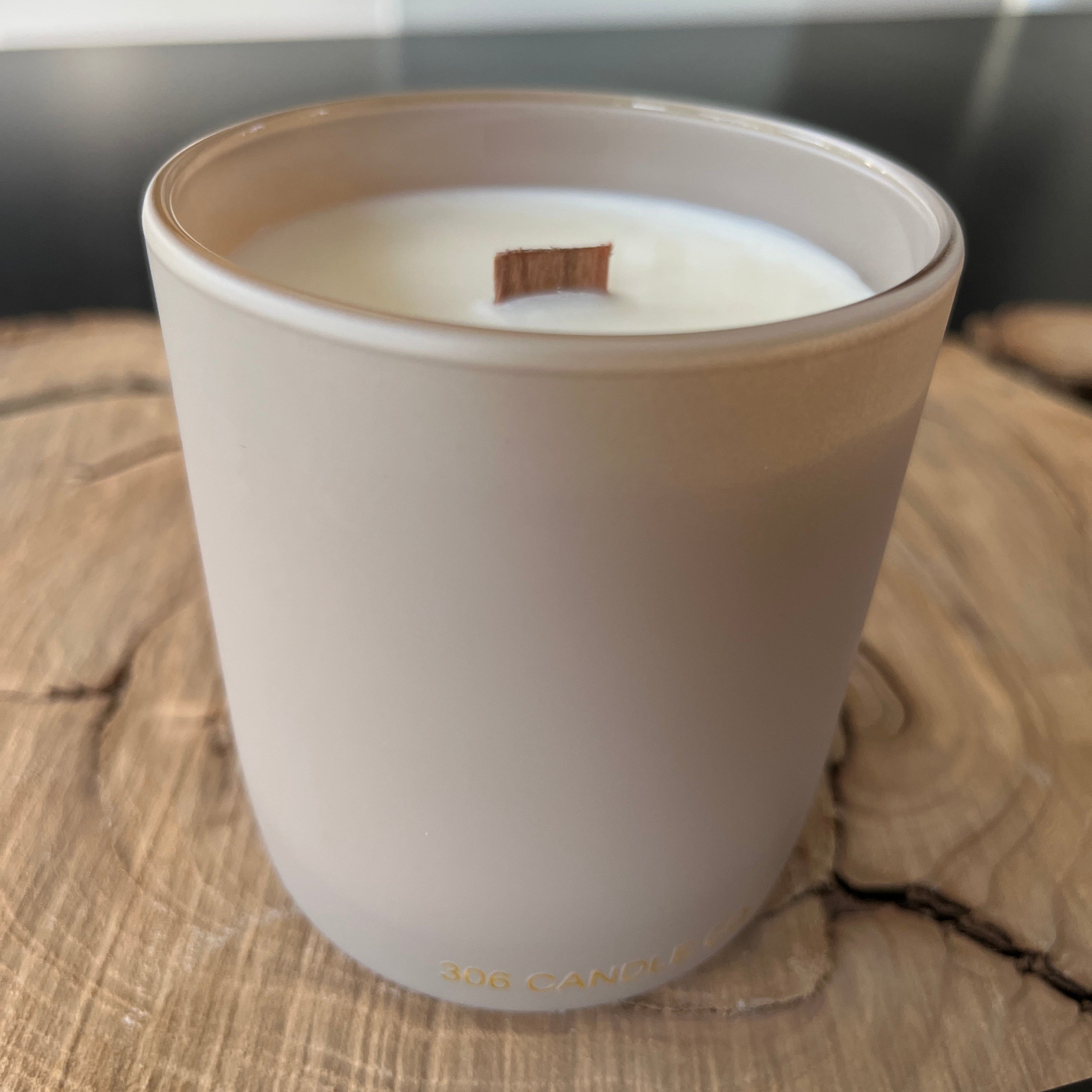 Vanilla & Emberwood - soy coconut wax, wood wick candle, made in Canada, white, brown, or black
