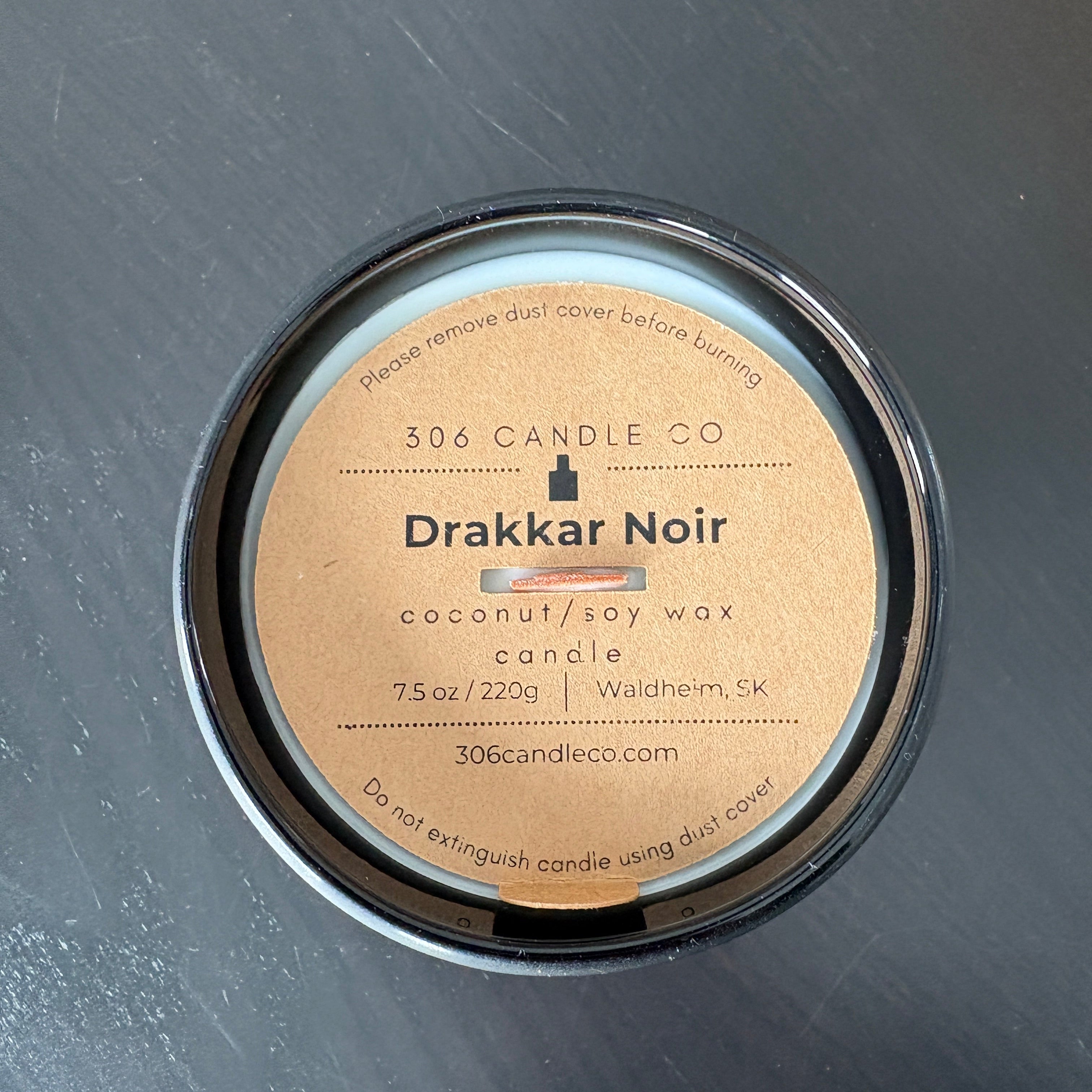 Drakkar Noir Candle - soy coconut wax, wood wick candle, made in Canada, black