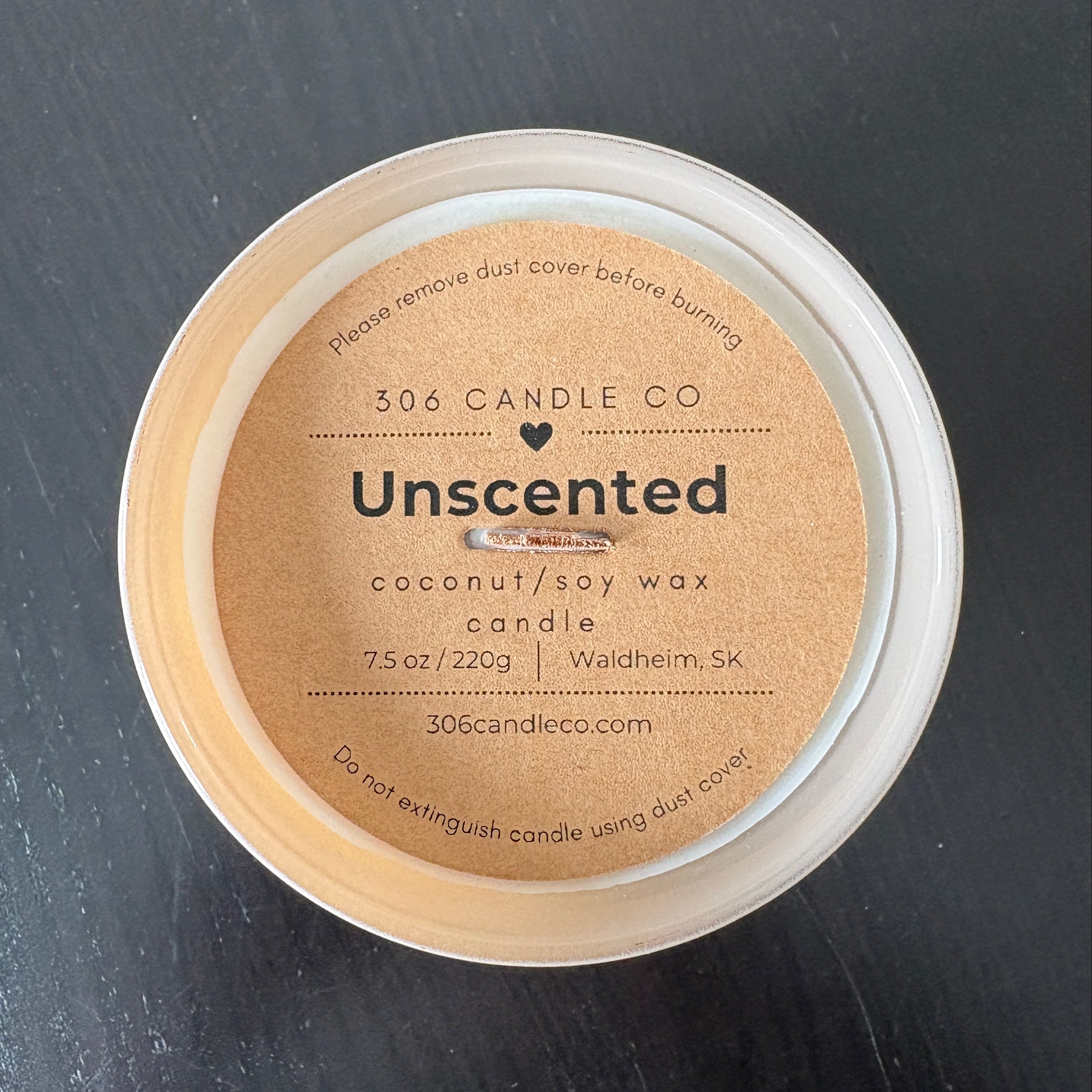 Unscented Candle - soy coconut wax, wood wick candle, made in Canada, white, brown, or black