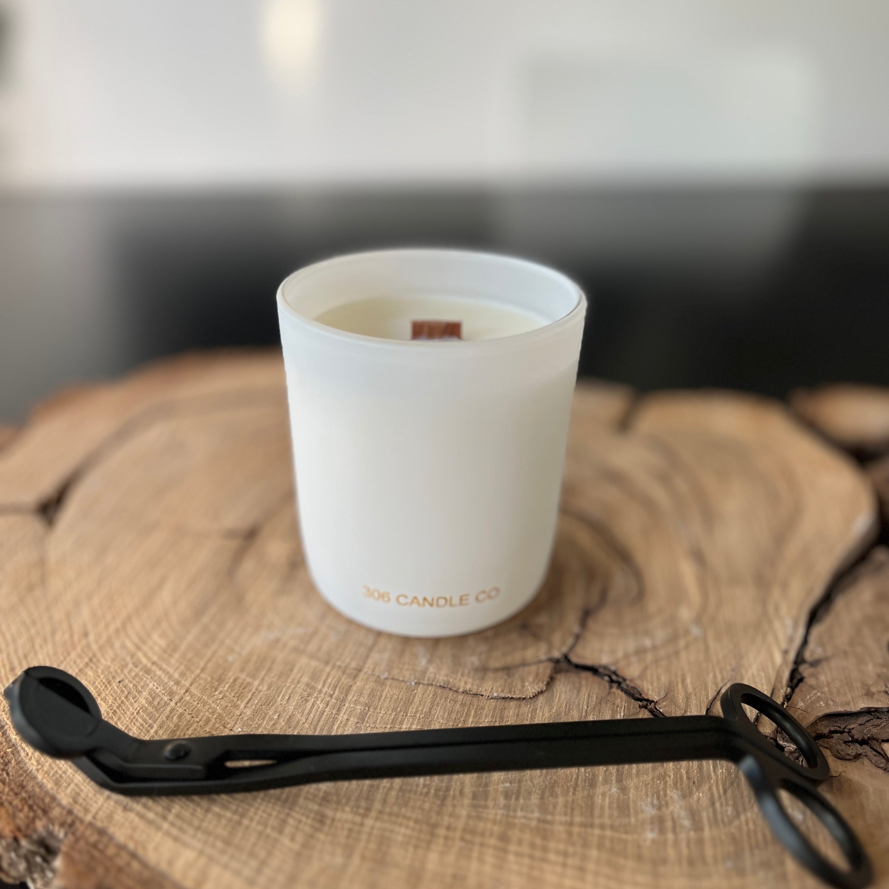 Baby Apricot Candle - soy coconut wax, wood wick candle, made in Canada, white, brown, or black