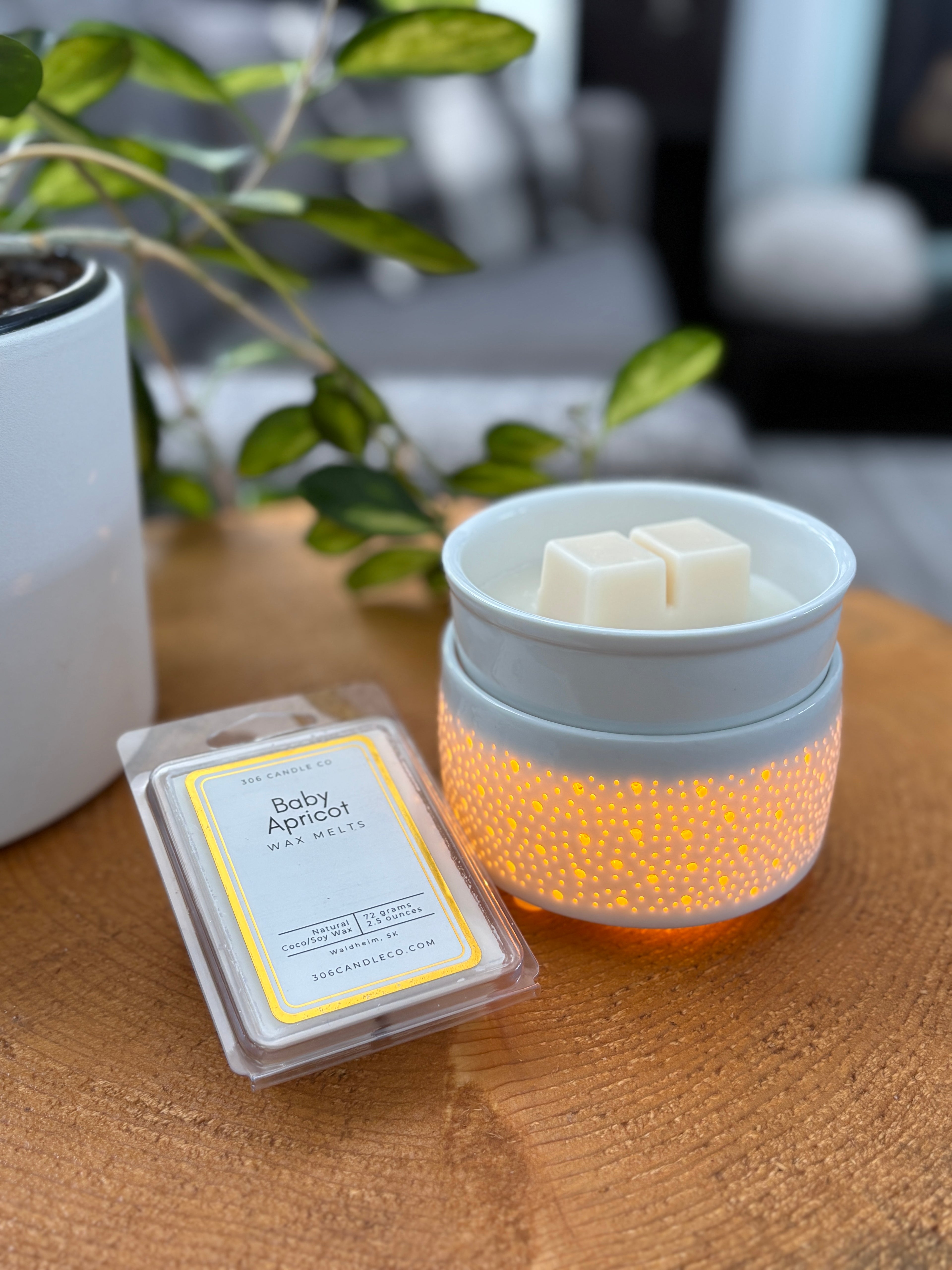 Baby Apricot Wax Melts - coconut soy wax, clean burning,  tangerine, apricot nectar, and lavender scents, made in Canada