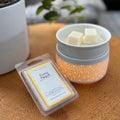 Fuzzy Peach Wax Melts - coconut soy wax, clean burning, peach, berries, jasmine, candy, and musk scents, made in Canada