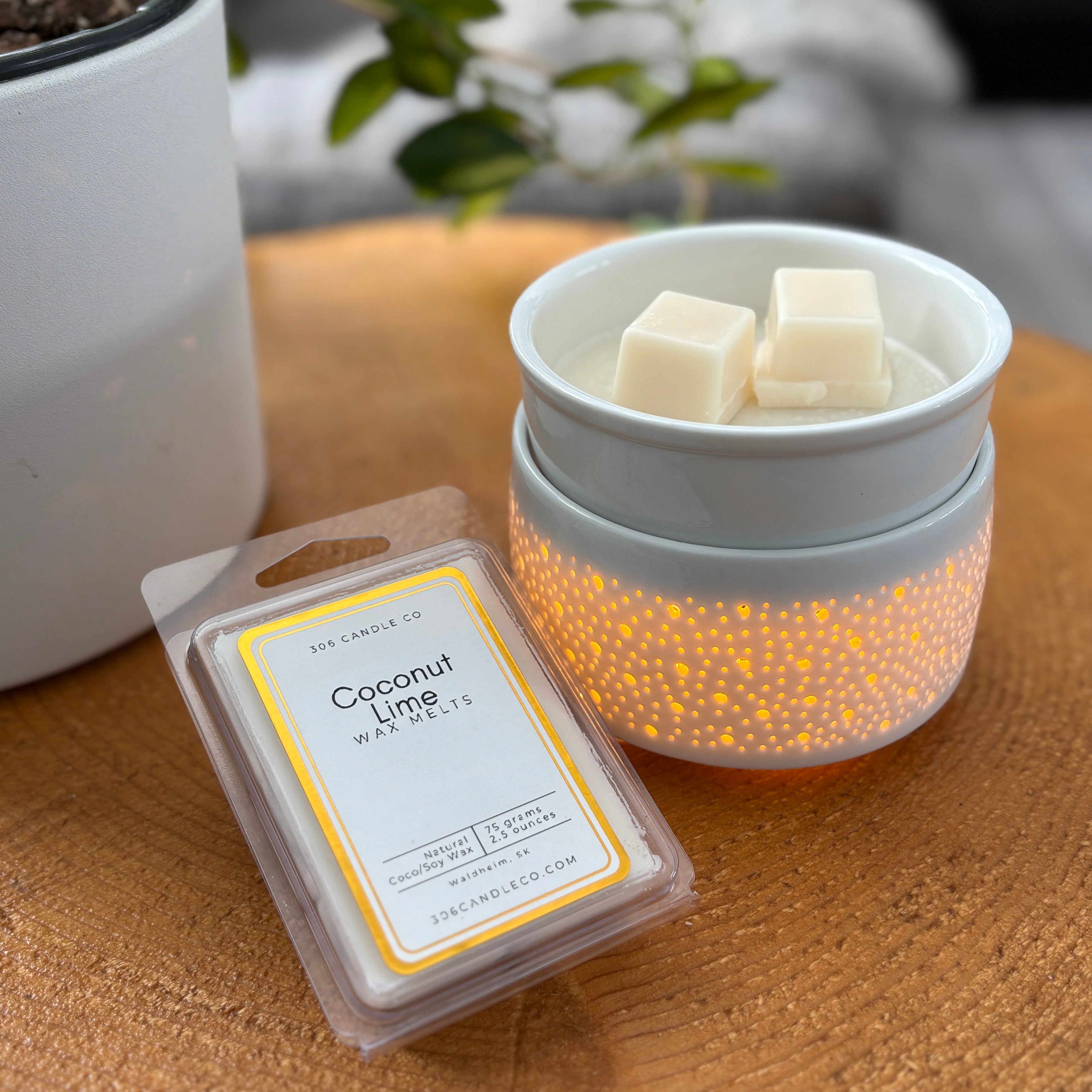 Coconut Lime Wax Melts - coconut soy wax, clean burning,  lime roses, key lime, tonka bean scents, made in Canada