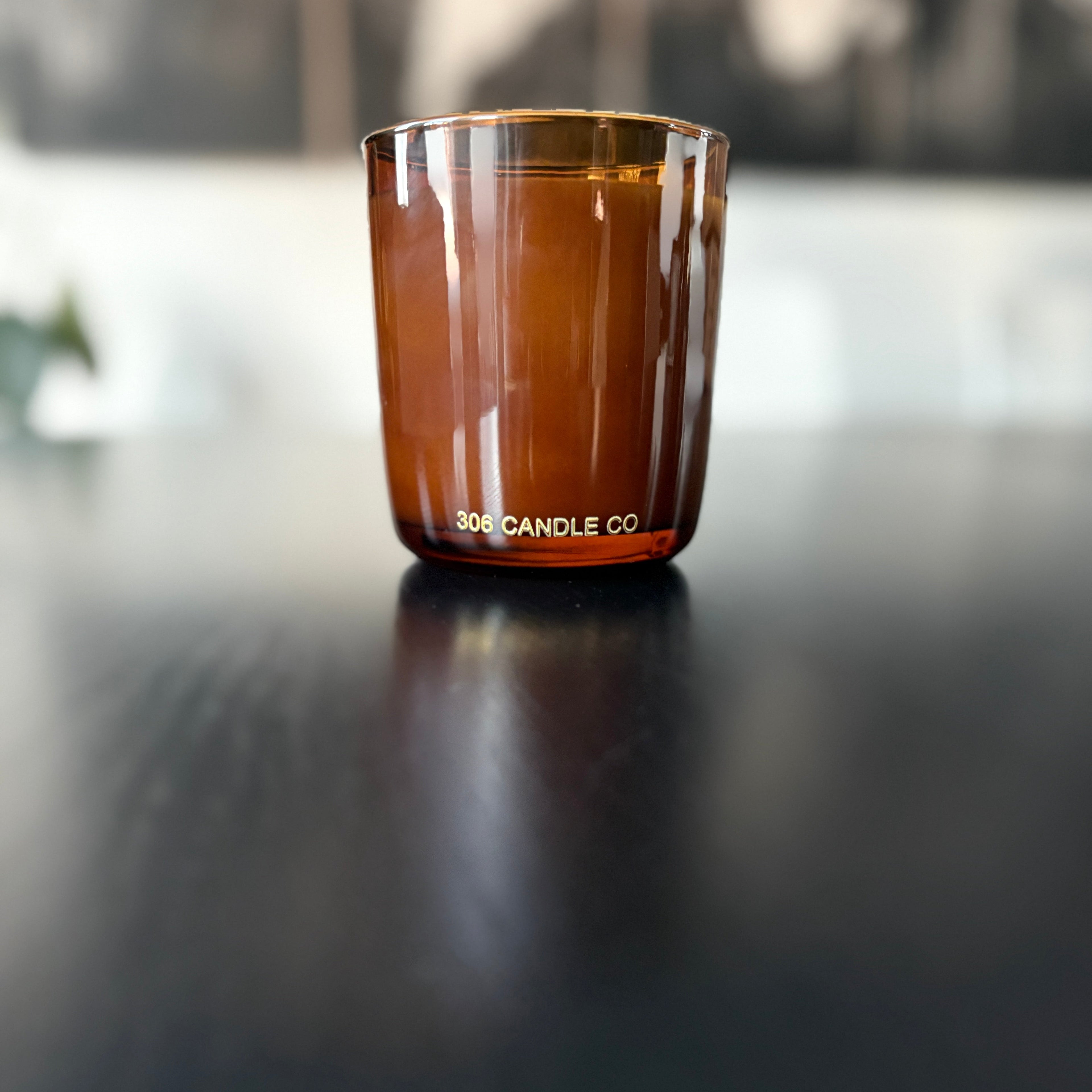 Whispers in the Library Candle - soy coconut wax, wood wick candle, made in Canada, translucent amber