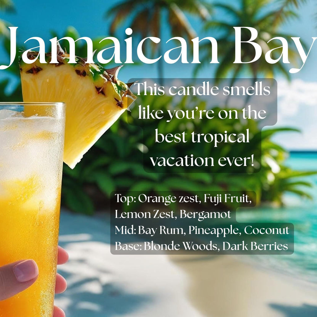 Jamaican Bay Candle - soy coconut wax, wood wick candle, made in Canada, white, brown, or black