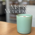 Mist & Meadows Candle - soy coconut wax, wood wick candle, made in Canada, sage green