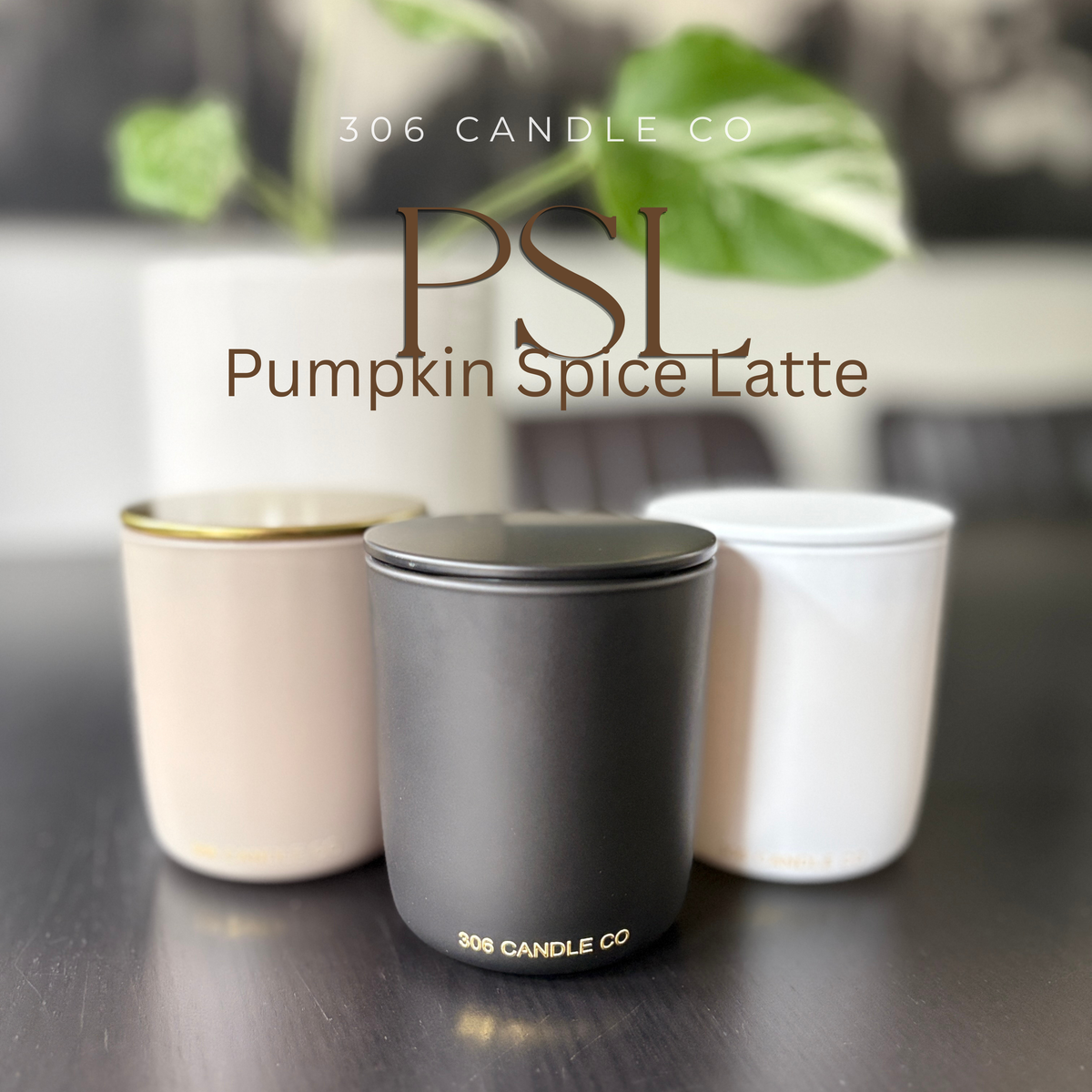 PSL - soy coconut wax, wood wick candle, made in Canada, white, brown, or black