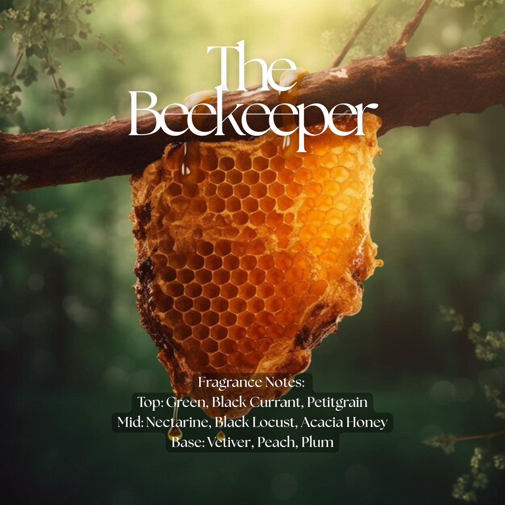 The Beekeeper Candle - soy coconut wax, wood wick candle, made in Canada, white, brown, or black