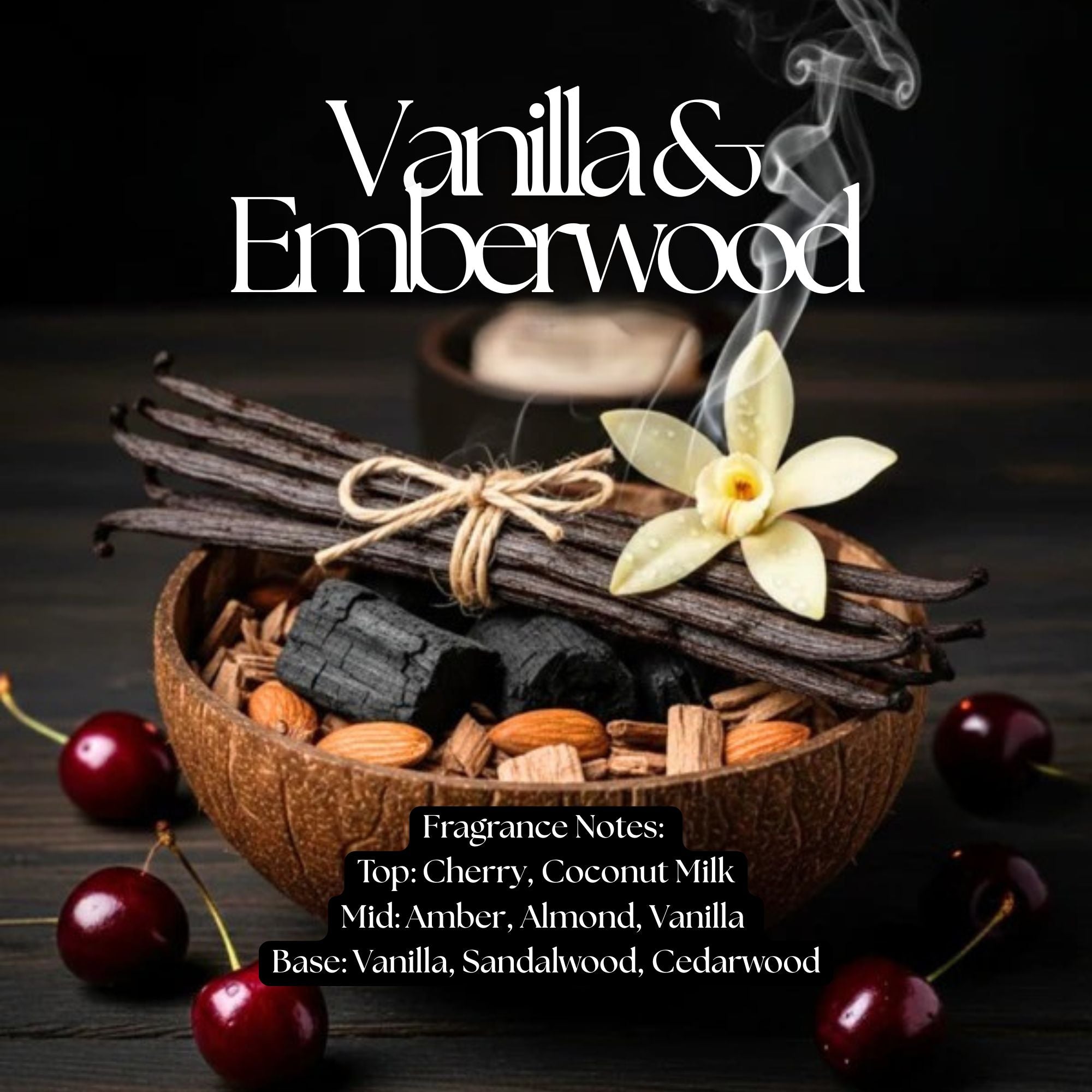 Vanilla & Emberwood - soy coconut wax, wood wick candle, made in Canada, white, brown, or black