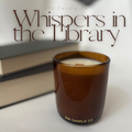 Whispers in the Library Candle - soy coconut wax, wood wick candle, made in Canada, translucent amber
